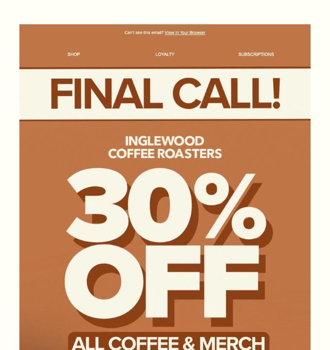 Inglewood Coffee Roasters offer